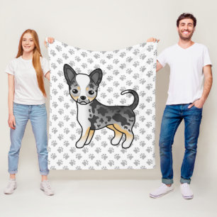 Blauw Merle Gladharige Chihuahua Mooie Hond & Poot Fleece Deken