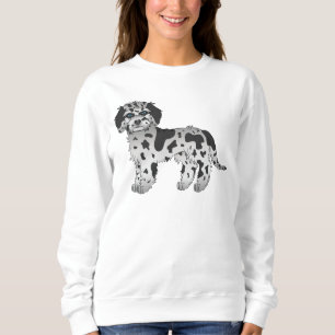 Blauw Merle Mini Goldendoodle Schattige Cartoon Ho Trui
