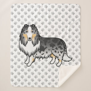 Blauw Merle Rough Collie Schattige Cartoon Hond & Sherpa Deken