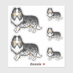 Blauw Merle Rough Collie Schattige Cartoon Honden Sticker