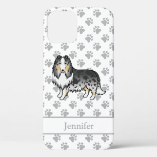 Blauw Merle Rough Collie Schattige Cartoonhond & N iPhone 12 Hoesje