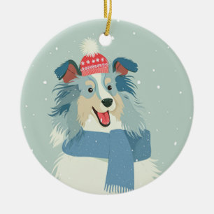 Blauw Merle Sheltie Keramisch Ornament