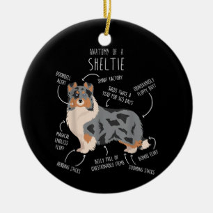 Blauw Merle Sheltie Shetland Sheepdog Anatomie, Gr Keramisch Ornament