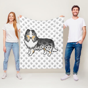 Blauw Merle Shetland Schaapshond Cartoon Hond & Po Fleece Deken