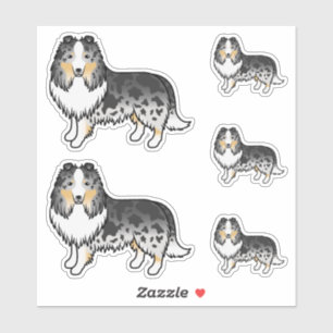 Blauw Merle Shetland Sheepdog Sheltie Cartoon Hond Sticker