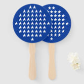 Blauw met 50 witte sterren Amerikaans vlaggenthema Handwaaier (Voorkant en achterkant)