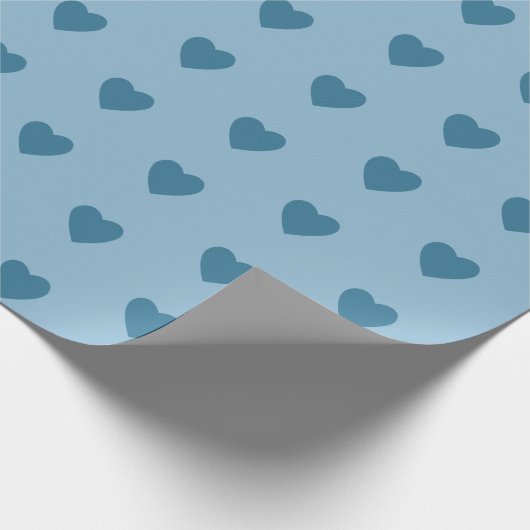 Blauw met blauwe harten cadeaupapier (Hoek)