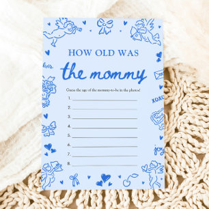 Blauw met de hand getekend Hoe oud was de mama spe Kaart