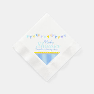 Blauw met de naam baby shower boy paper napkin servetten