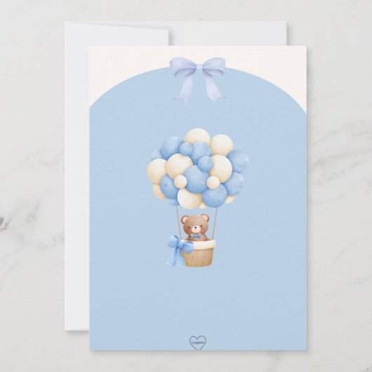 Blauw met een Beer in een heteluchtballon baby sho Kaart (Achterkant)