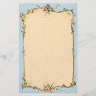 blauw met Floral Border Briefpapier