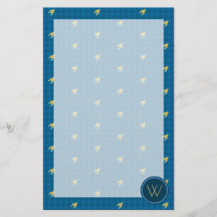 Blauw met Gold Accent Houndstooth Stationery Briefpapier