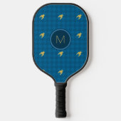 Blauw met gouden accent Houndstooth Pickleball Paddle (Voorkant)