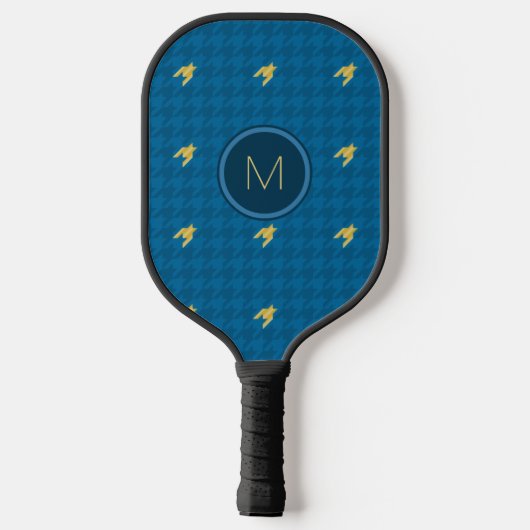Blauw met gouden accent Houndstooth Pickleball Paddle (Achterkant)