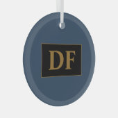 Blauw met gouden Initialen glas Ornament (Voorkant Rechts)