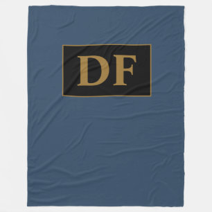 Blauw met gouden Initialen ventilator Fleece Deken