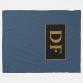 Blauw met gouden Initialen ventilator Fleece Deken (Voorkant (Horizontaal))