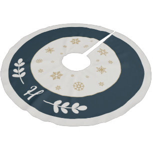 Blauw met gouden sneeuwvlokken en monogram kerstboom rok