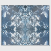 blauw met ingegraven Floral Motif Pattern Glitter Cadeaupapier (Vlak)