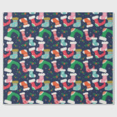 Blauw met kerstkaarsen cadeaupapier (Vlak)