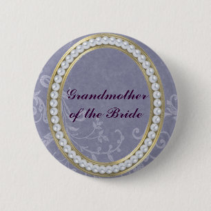 Blauw met Parels Grootmoeder van de Bruid Knoop Ronde Button 5,7 Cm