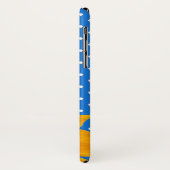 Blauw met pokadots en zonnebloem iPhone X Hoesje (Achterkant/links)