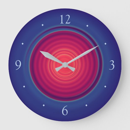  blauw met Roos Red Center>Wandklokken Grote Klok (Voorkant)