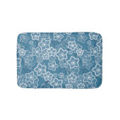 Blauw met wit, blauw, bloemen, bloemig, rustiek, f badmat (Voorkant)