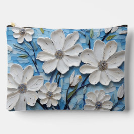 BLAUW MET WITTE DAISY TEXTUUR LOOK BLOEMEN ETUI