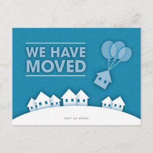 Blauw met Witte Huizen Nieuw Briefkaart Adres