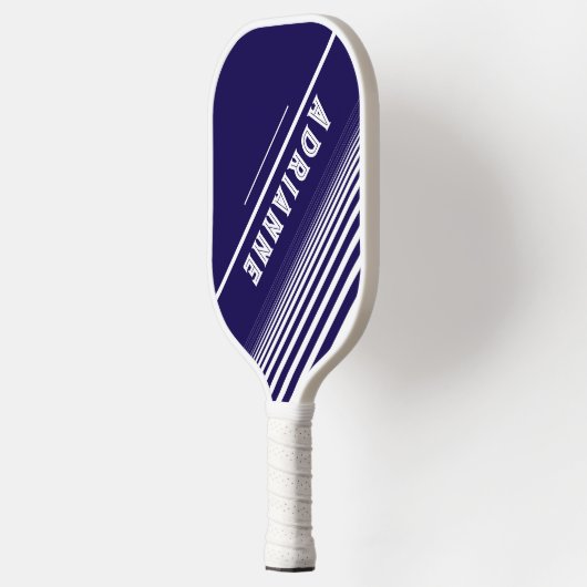 blauw met witte lijnen pickleball paddle (Links)