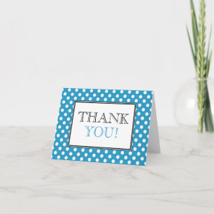 Blauw met witte polkadots bedankkaart