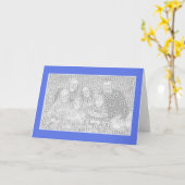 Blauw met witte rand foto kaart (Gele Bloem)