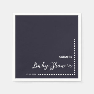Blauw met Witte Stippelrand Baby Shower Servetten