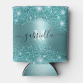 Blauw Metaal en Glitter Blikjeskoeler (Voorkant)