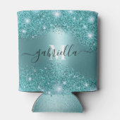 Blauw Metaal en Glitter Blikjeskoeler (Achterkant)