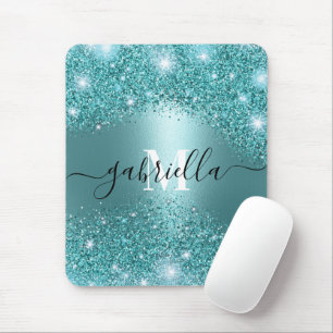 Blauw Metaal en Glitter Muismat