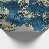 Blauw Metallic Elegant Tropisch Cadeau Cadeaupapier (Hoek)