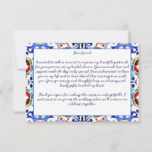 Blauw Mexicaans kleurrijke tegels bruidsdouche Bedankkaart (Achterkant)