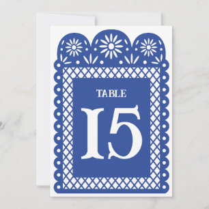 Blauw Mexicaans papier gehakte tafel nummer Aankondiging