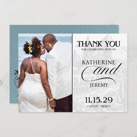 Blauw Mexicaans paspoort Bedankkaart (Voorkant / Achterkant)