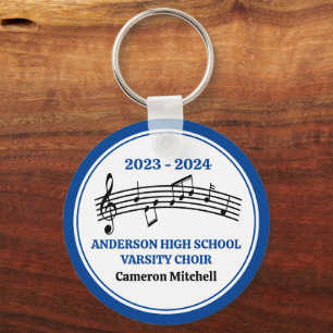 Blauw middelbaar schoolkoor gepersonaliseerd sleutelhanger