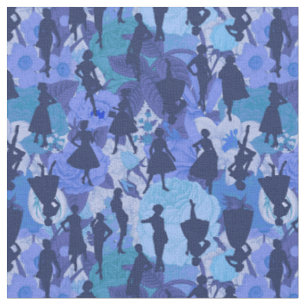 Blauw Midden-Eeuw 1950s silhouet vrouwen Stof