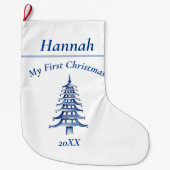 Blauw mijn eerste kerstpagode grote kerstsok (Voorkant)