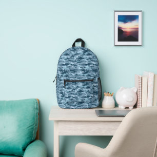 Blauw militair gepixelde camouflagepatroon bedrukte rugzak