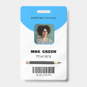 Blauw Minimaal Docenten ID Kaart Badge