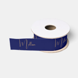 Blauw minimalistisch aangepaste naam grosgrain lint