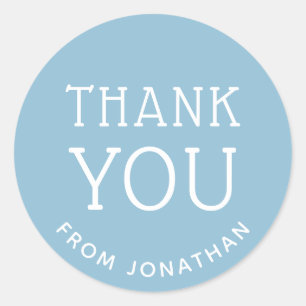 Blauw minimalistisch dank u   Verjaardag van baby  Ronde Sticker
