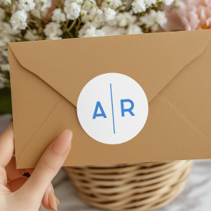 Blauw Minimalistisch Elegant Enveloppe Zegel, Trou Ronde Sticker