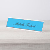 Blauw minimalistisch laagje modern bureau naambordje (Voorkant)